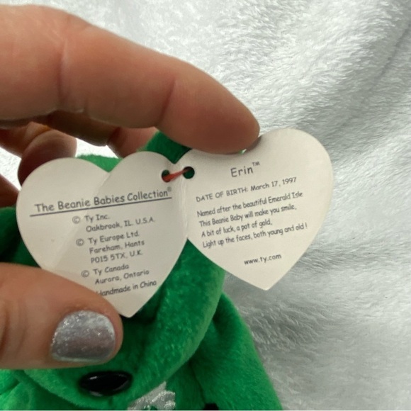 TY Beanie Babies Bear Erin the Irish Teddy Bear Original vintage 1997 4186 - Picture 4 of 9